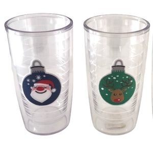 Tervis Tumblers embroidered holiday cups two- Santa & Reindeer limited edition